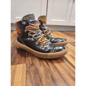 Josef Seibel Maren Womens Sz 38/US 7-7.5 Side Zip Lace Up Ankle Colorful Boots